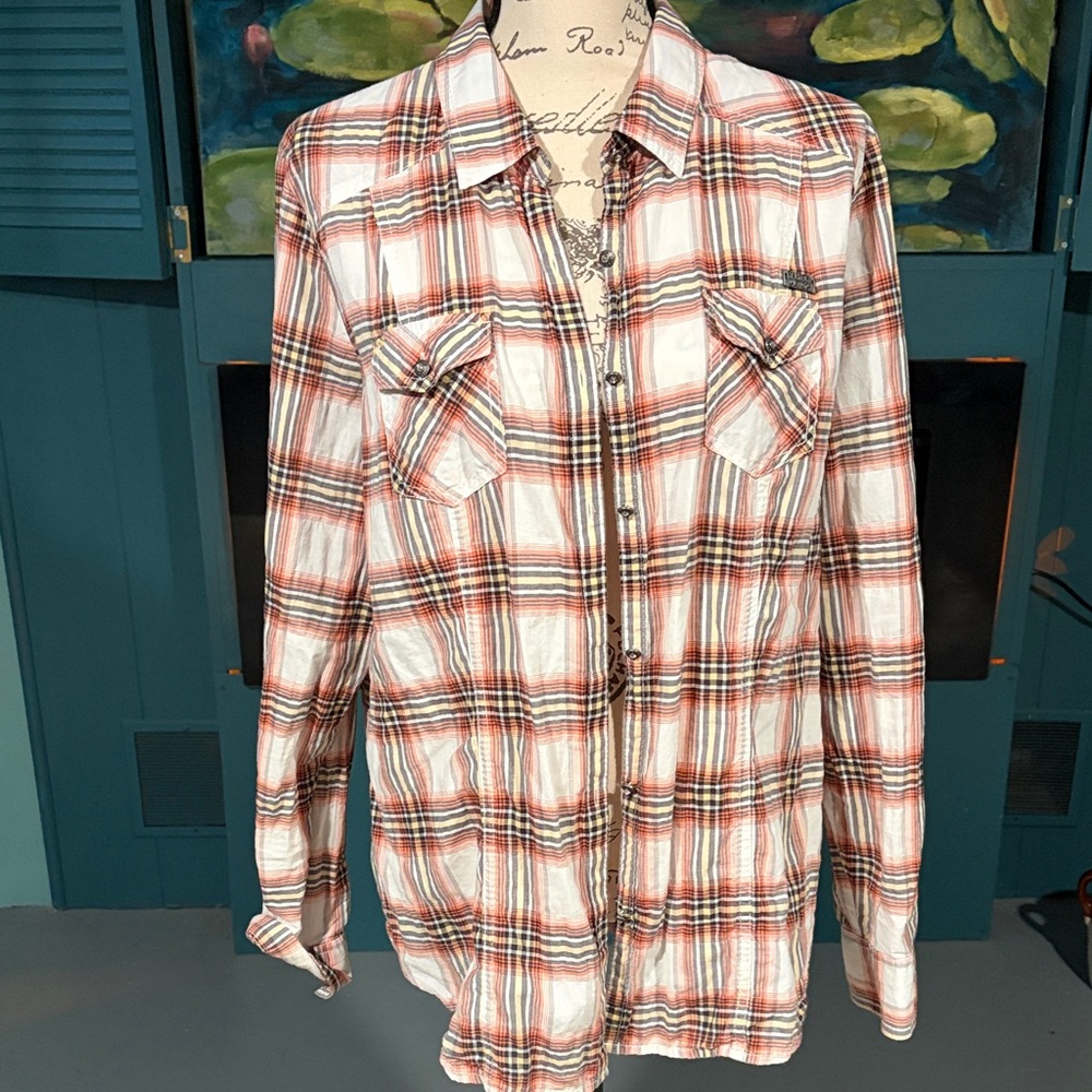 Harley-Davidson Plaid Button Down Shirt - Red, Black, White